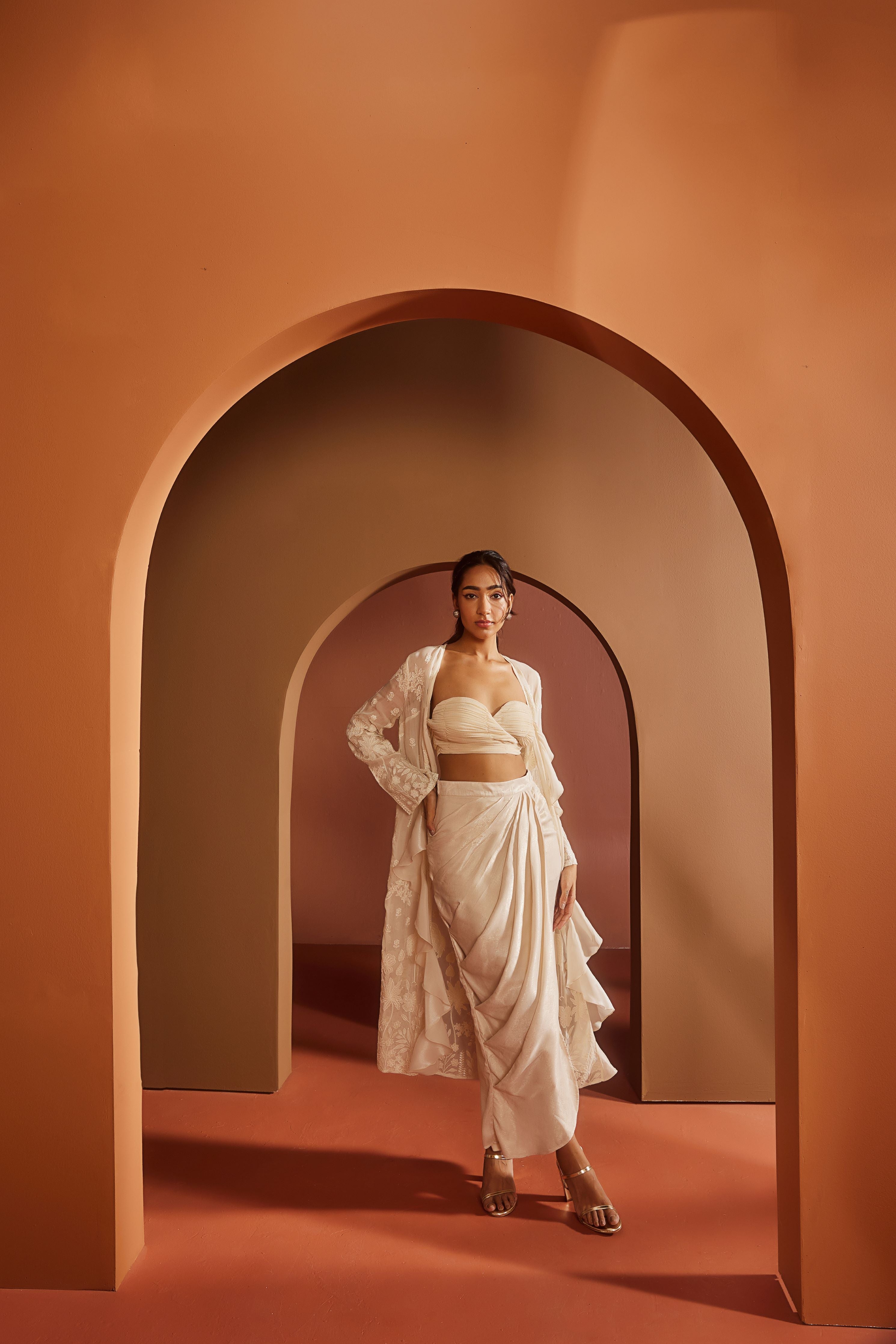 Buy Ivory Embroidered Coord Set