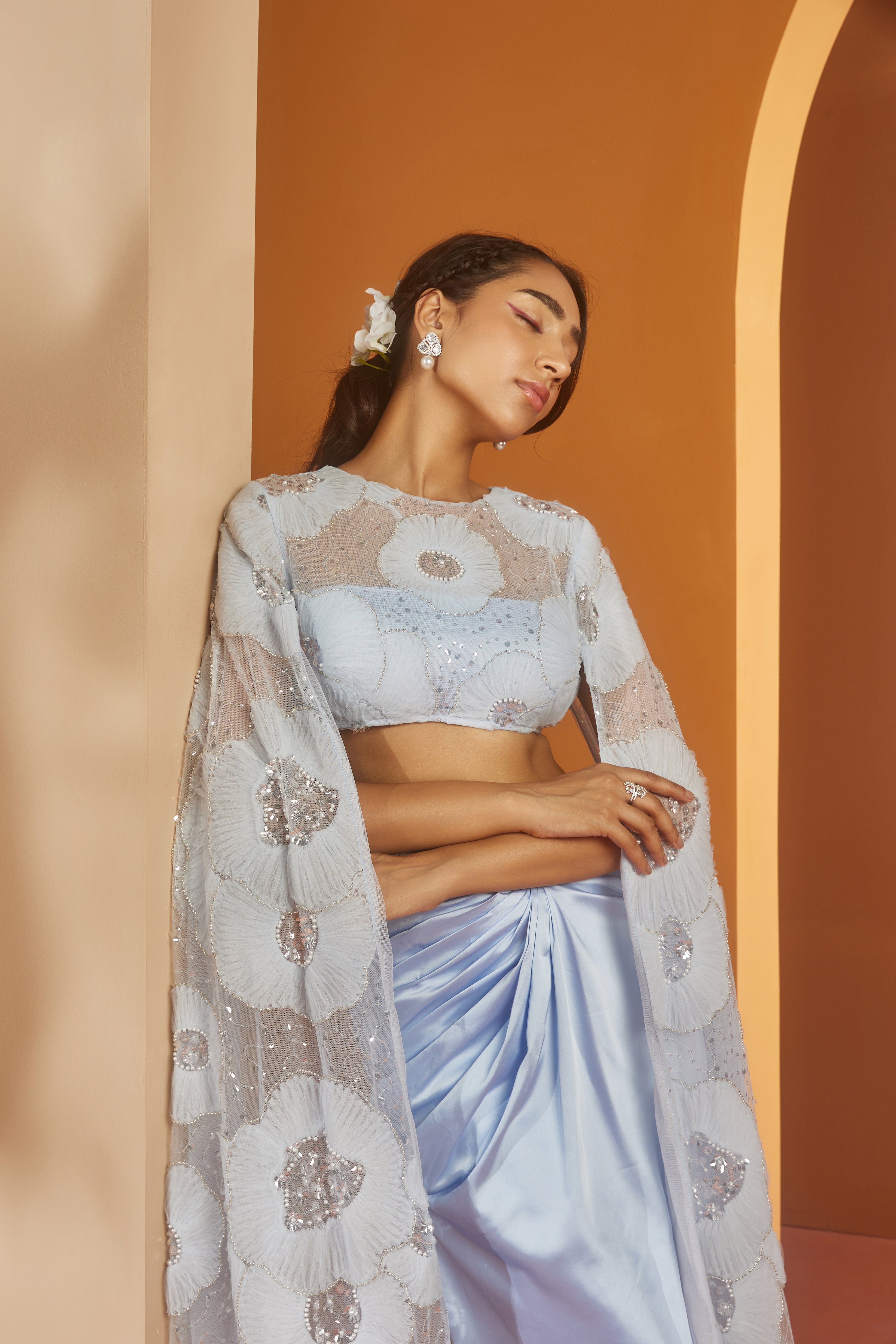 Buy Our Kamya Blue Flower Embroidery Coord Set
