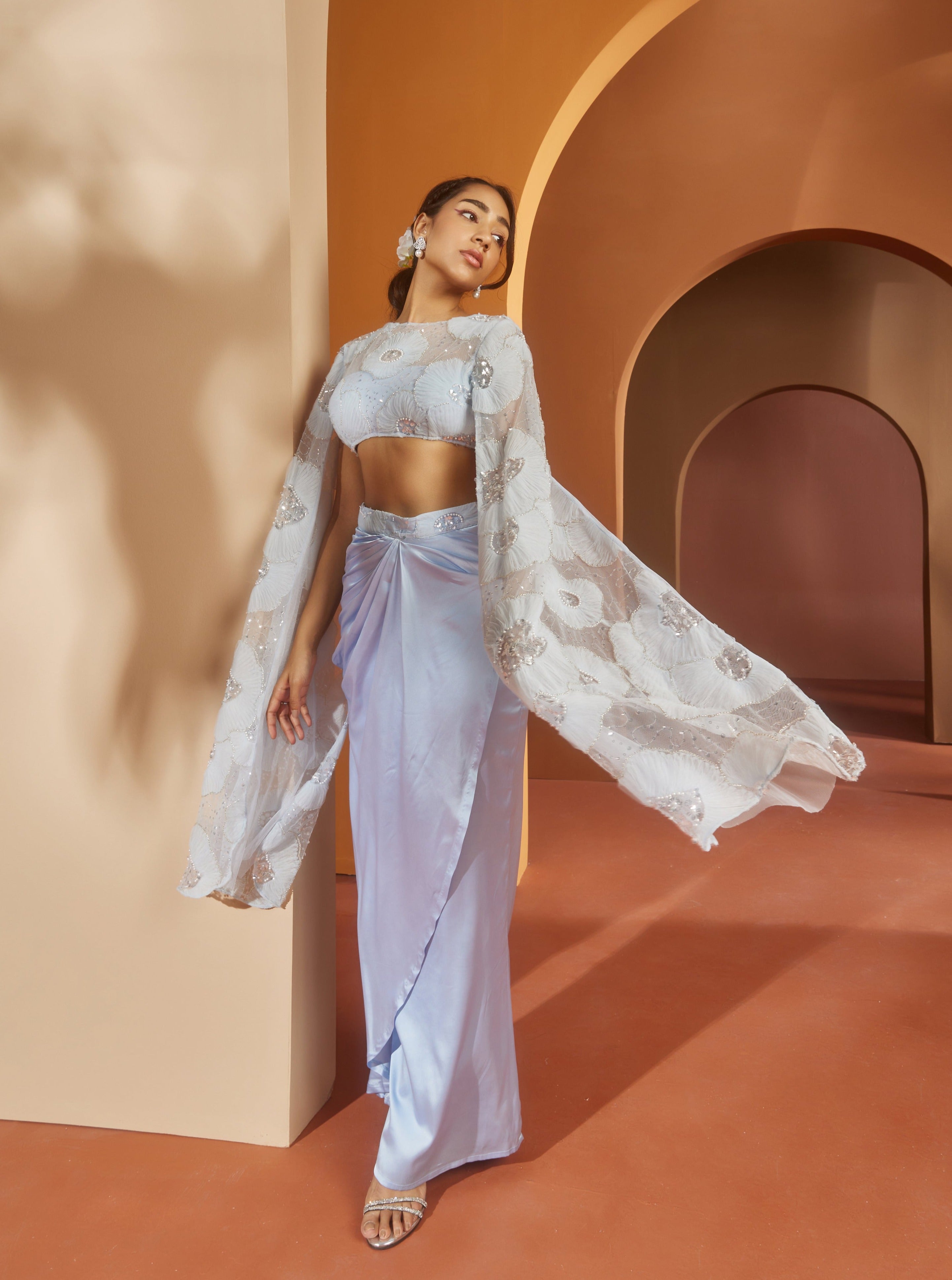 Buy Our Kamya Blue Flower Embroidery Coord Set