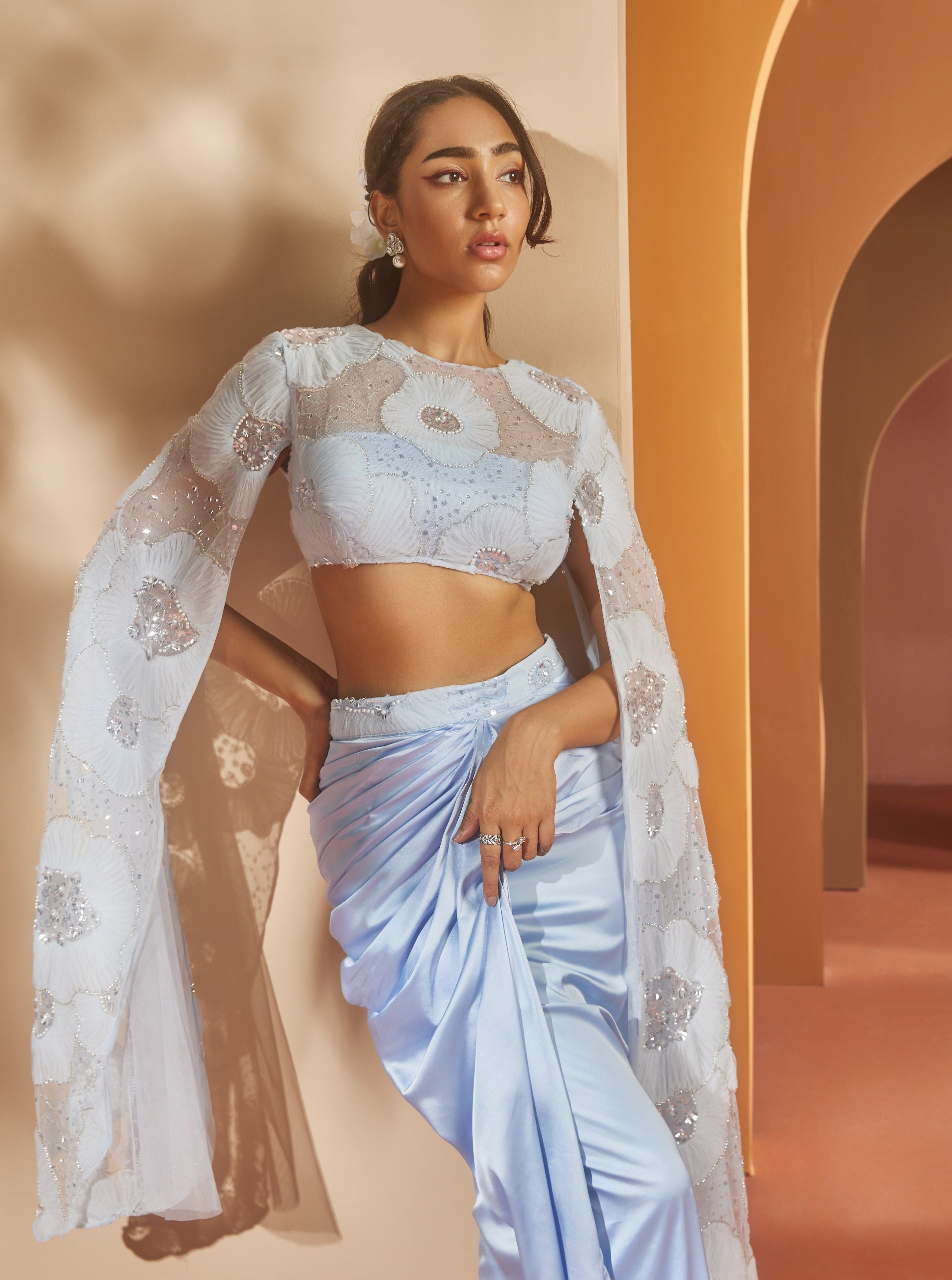 Buy Our Kamya Blue Flower Embroidery Coord Set