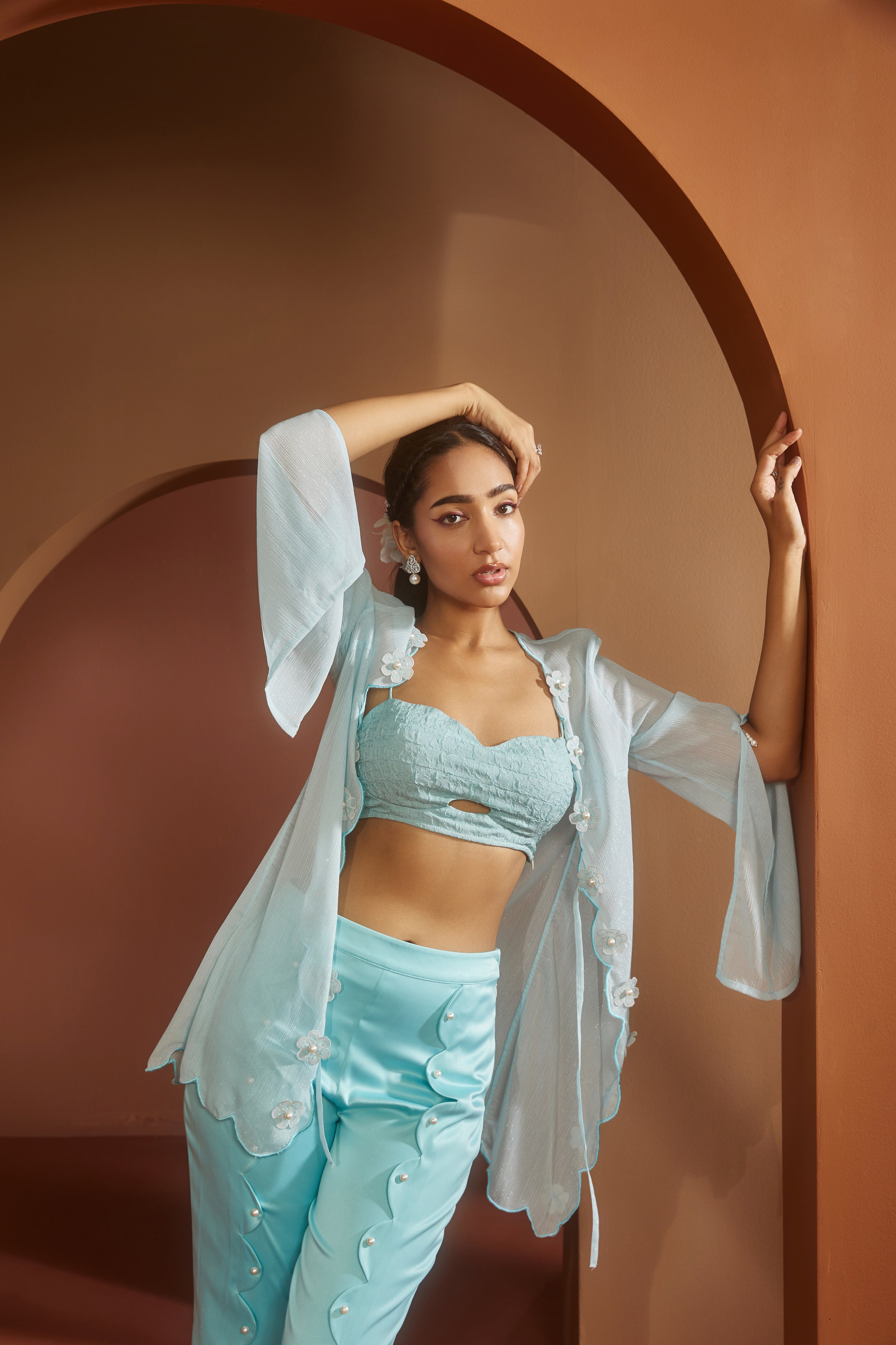 Buy Blue Pearl Embroidered Coord Set