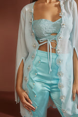 Buy Blue Pearl Embroidered Coord Set