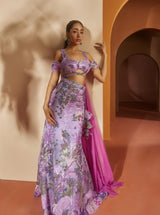 Shop Purple Floral Sequin Lehenga