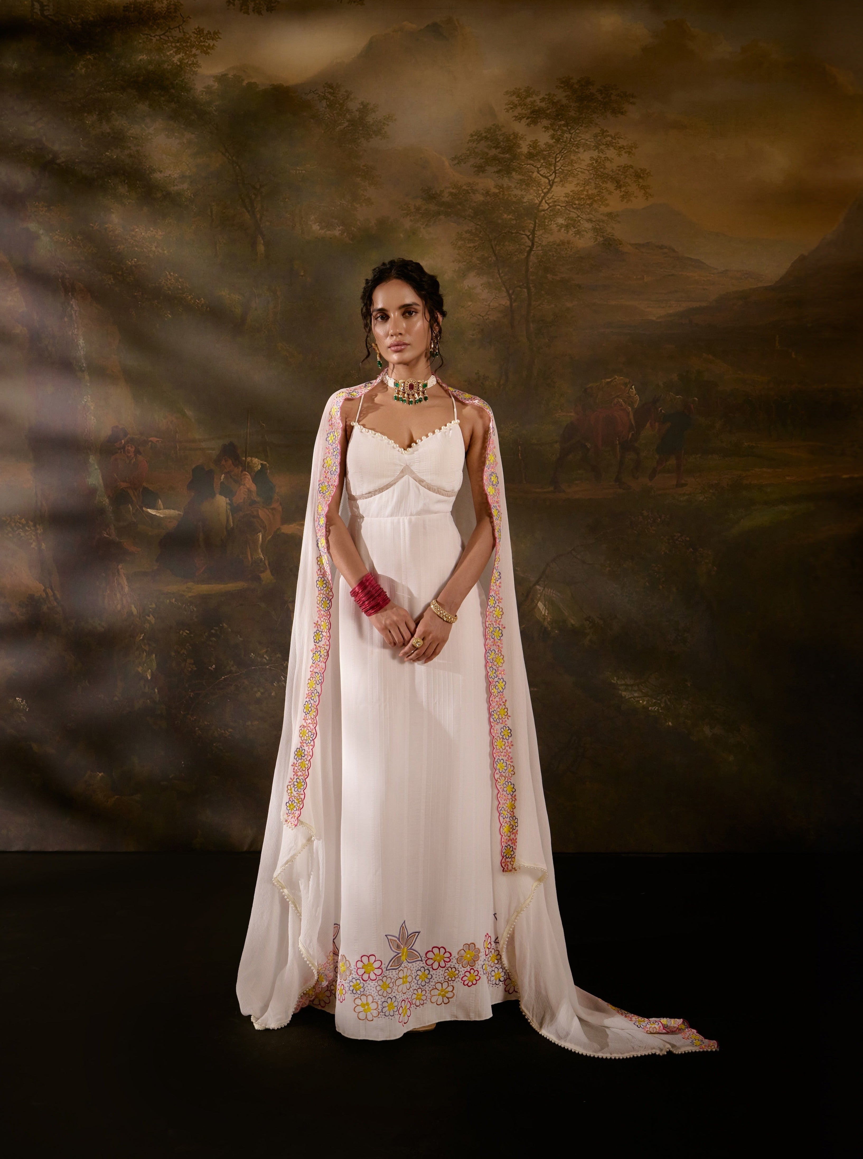 Aadyasha White Floral Embroidered Kurta Set
