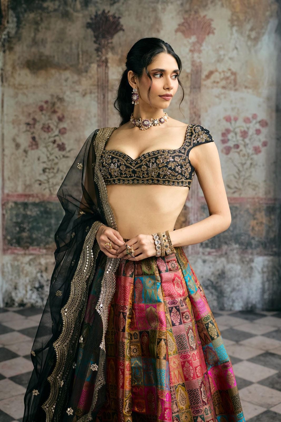 Soundarya Banarasi Brocade Hand Embroidered Lehenga Set