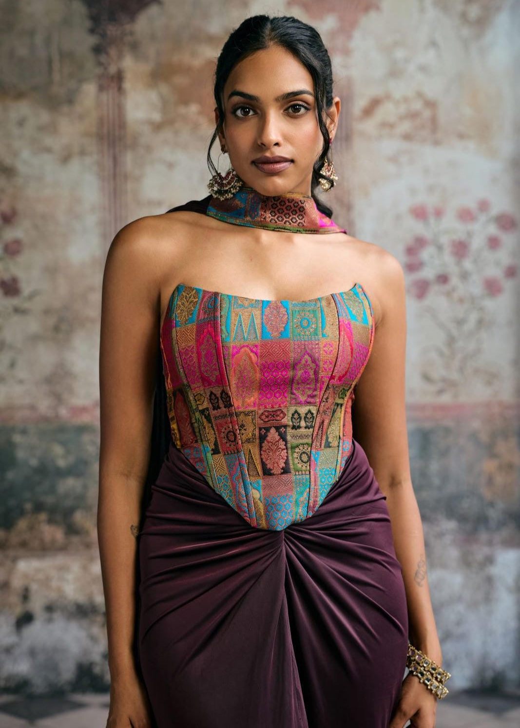 Riva Silk Brocade Corset and Wrap Skirt Set