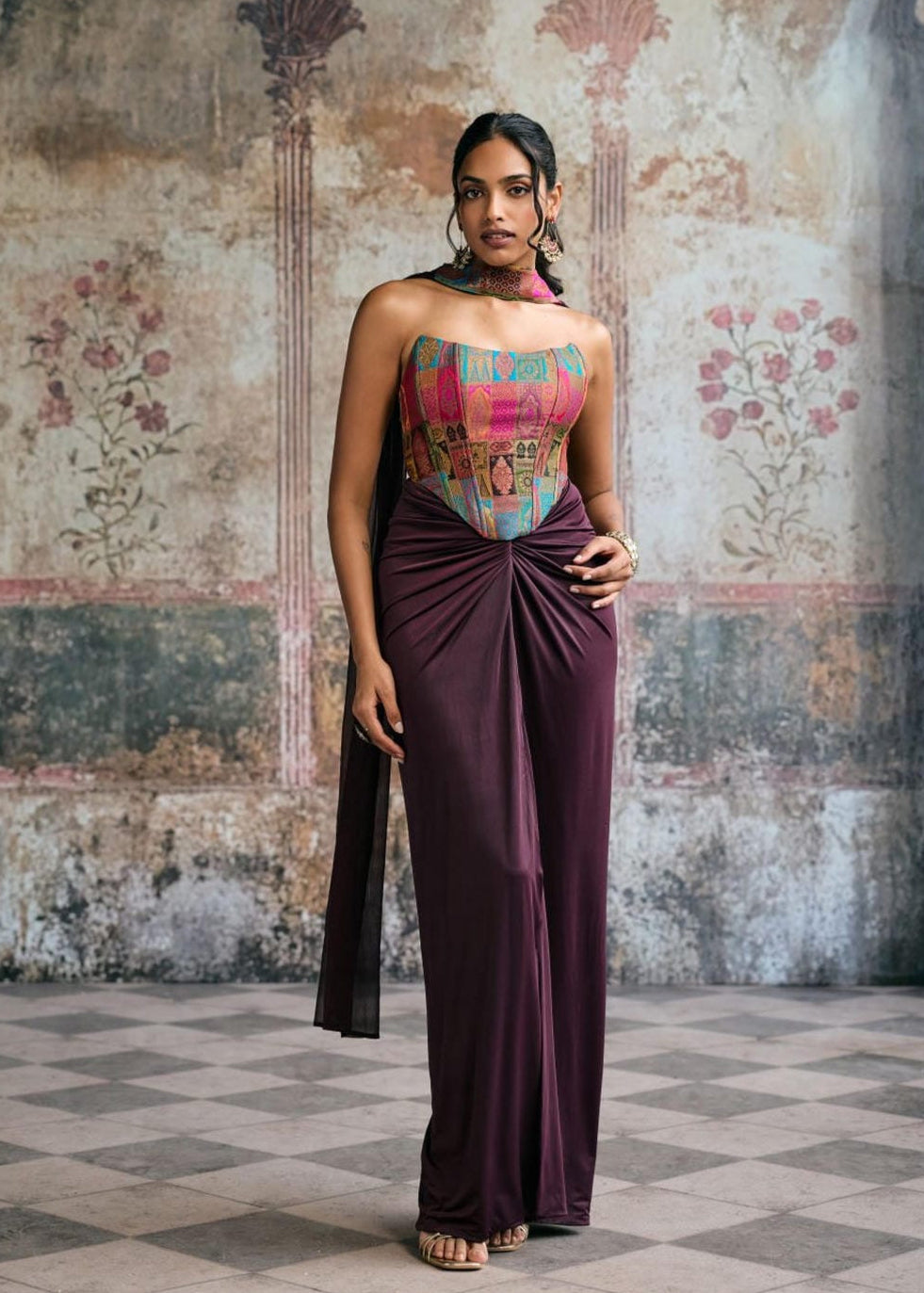Riva Silk Brocade Corset Blouse