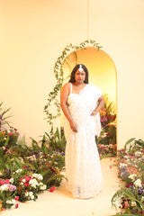 Kaira White 3-D Floral Corset Blouse