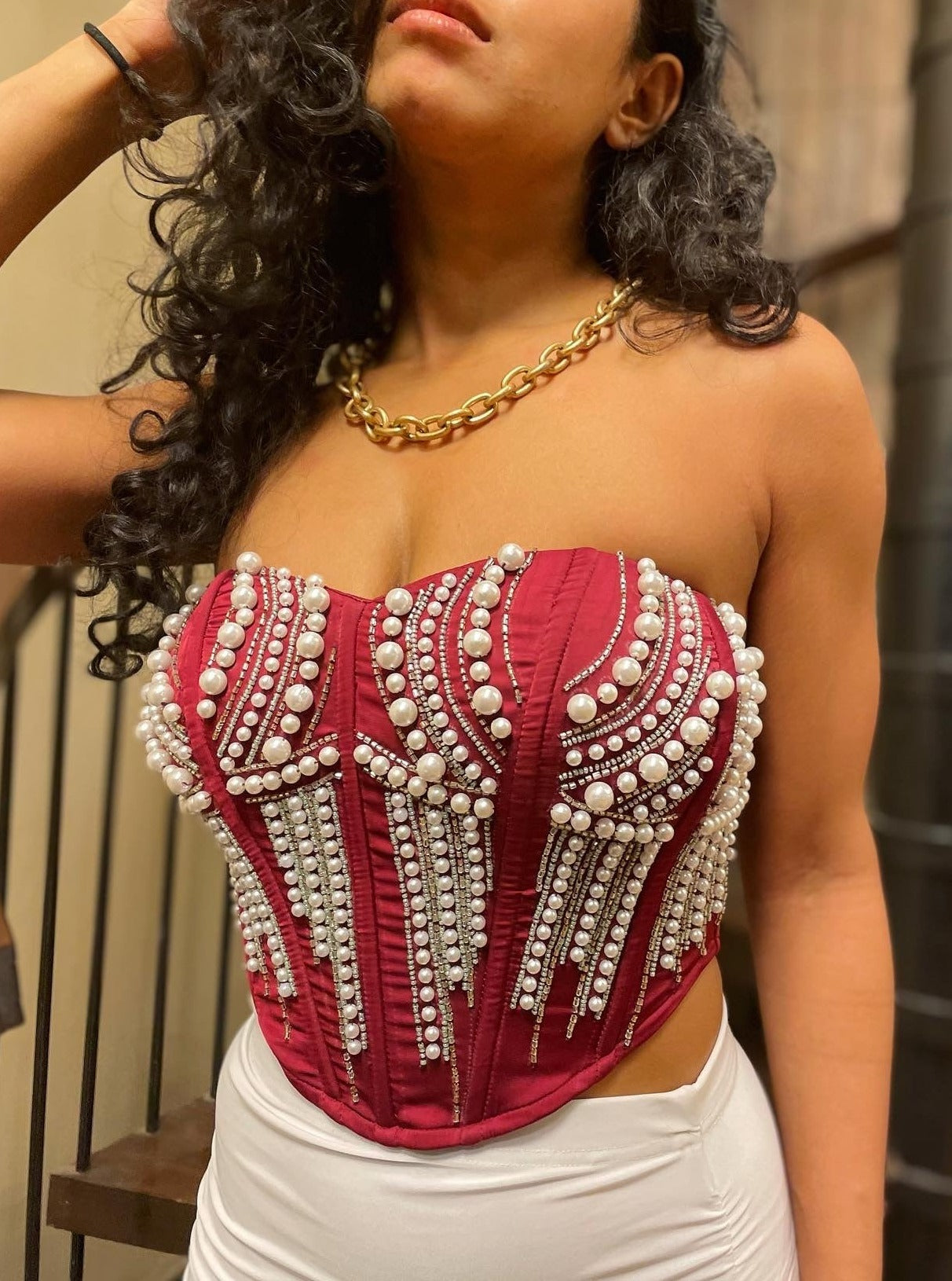 Leila Hand Embroidered Corset Blouse