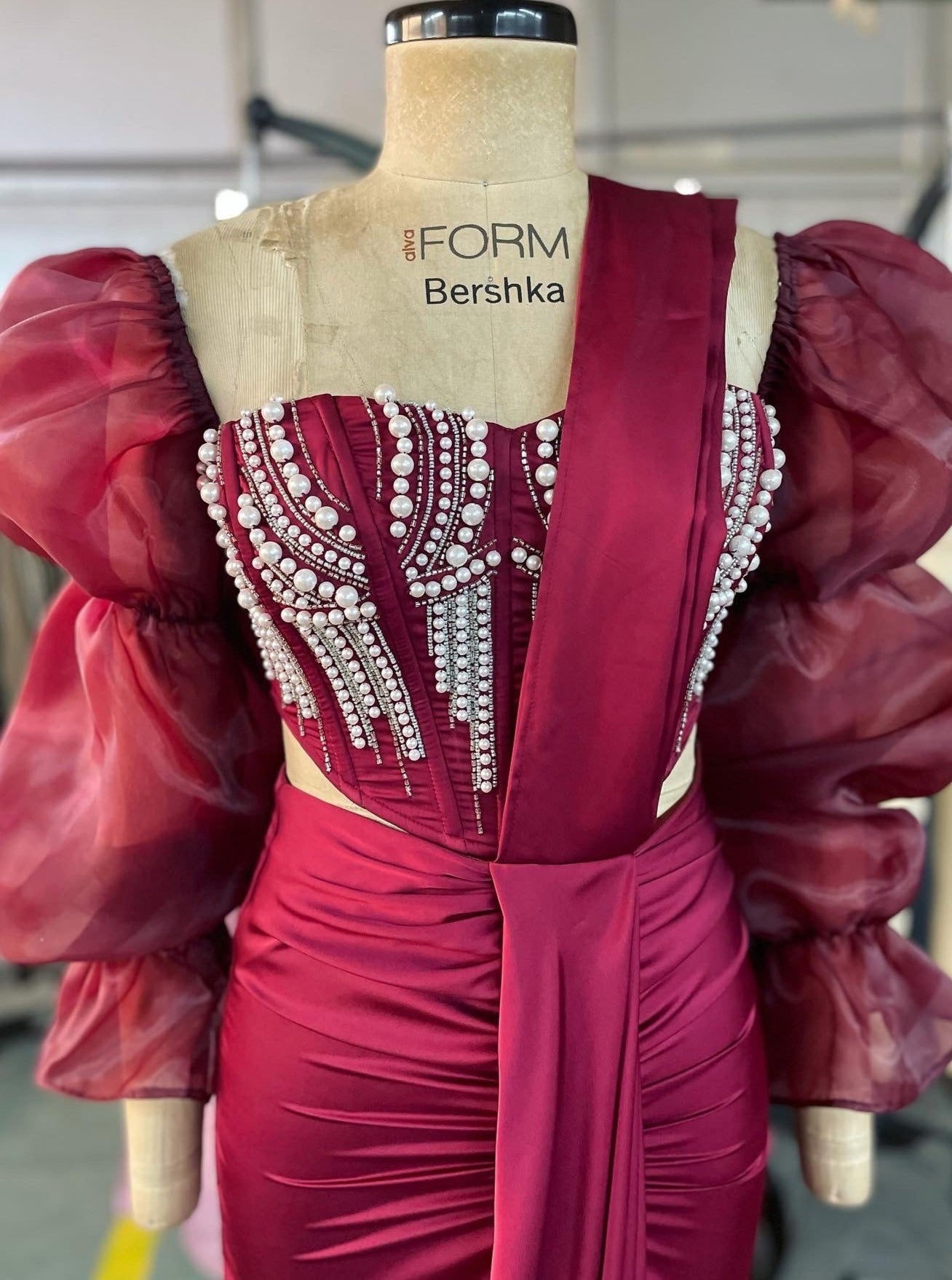 Aalia Burgundy Wrap Pre-Stitched Saree
