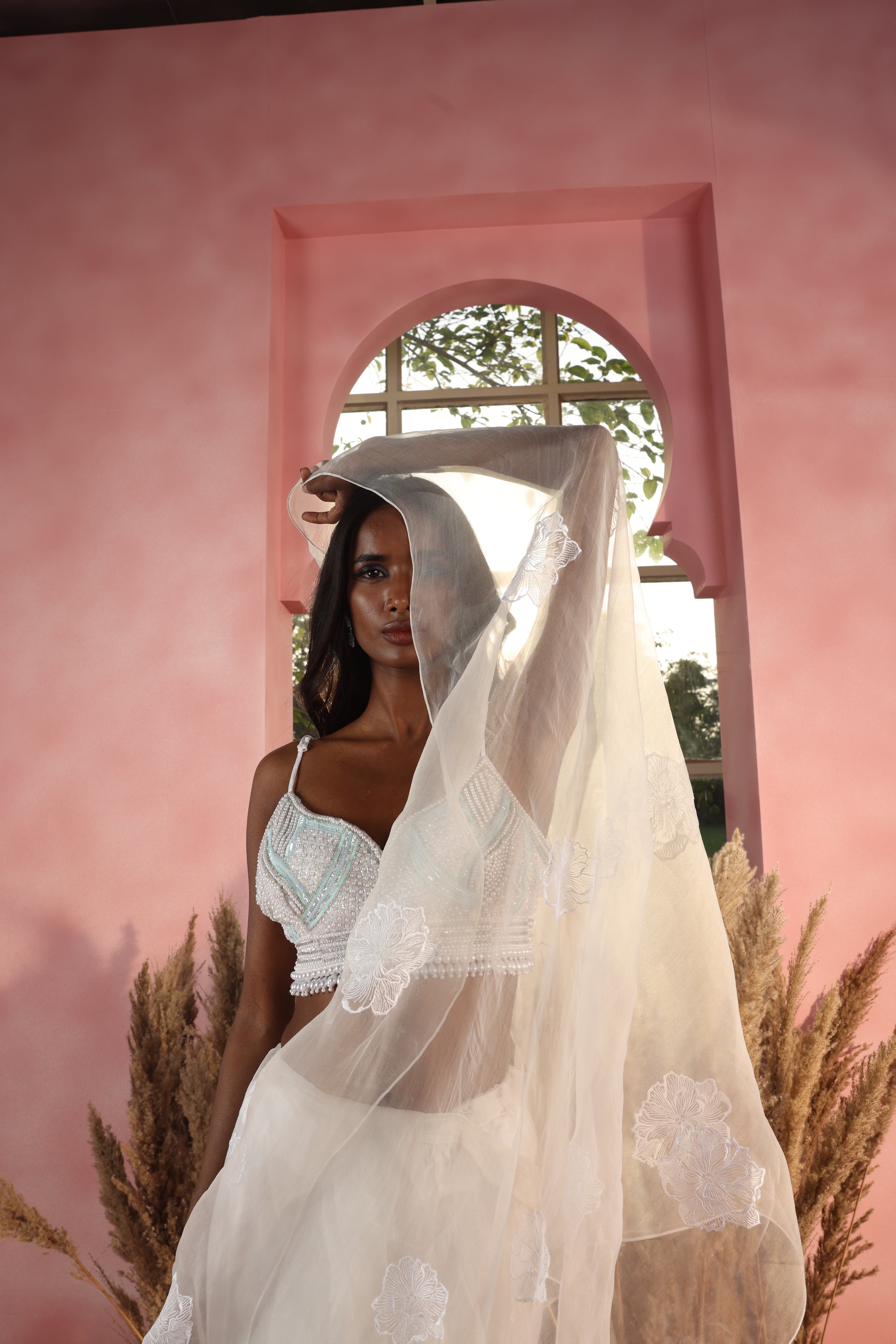Amaara White Pearl Hand Embroidered Blouse